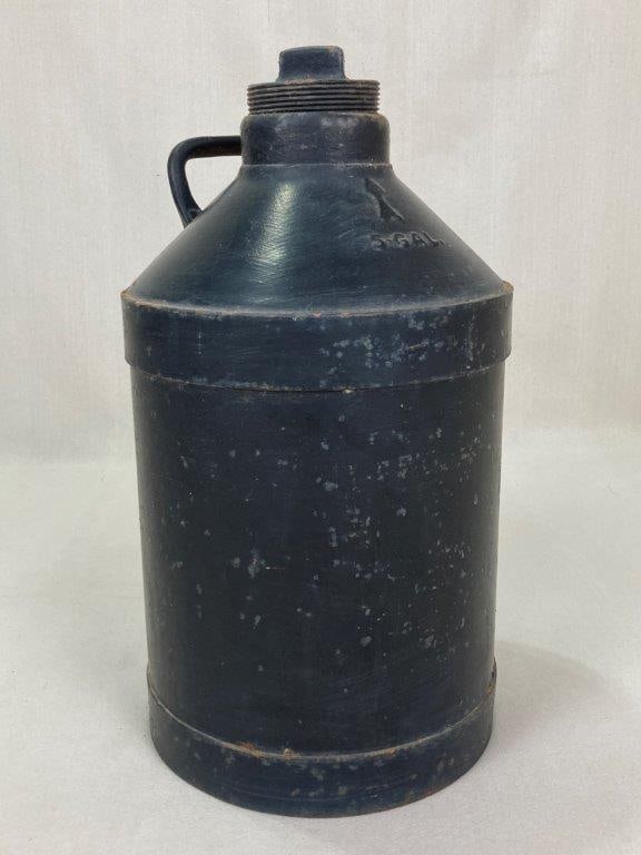 5-Gallon Metal Oil Can: Rugged antique oil can features a classic utilitarian form that perfectly captures a nostalgic country farmhouse and early industrial aesthetic. With its substantial five-gallon capacity, this