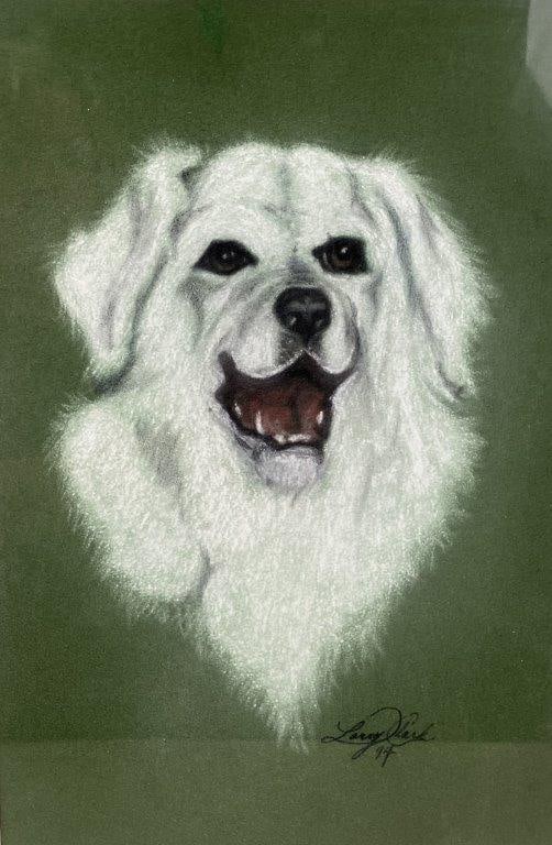 White Dog, Pastel Drawing - 2