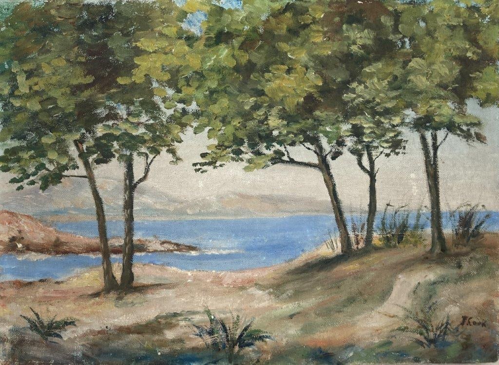 20th-Century, Lakeside Landscape, Oil Painting - 2