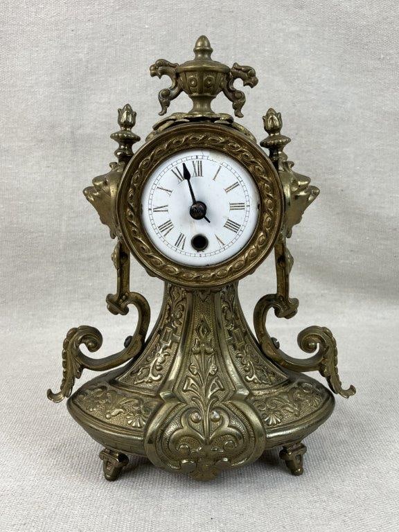 French Brass Ormolu Mantel Clock - 2