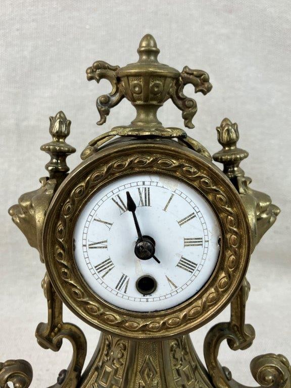 French Brass Ormolu Mantel Clock - 3