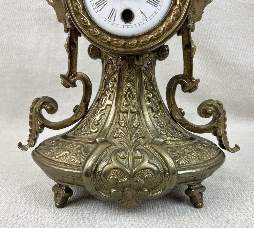 French Brass Ormolu Mantel Clock - 4