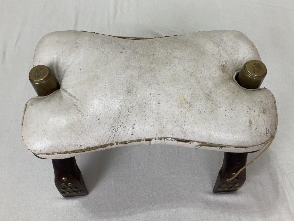 Moroccan Leather Camel Saddle Footstool - 2