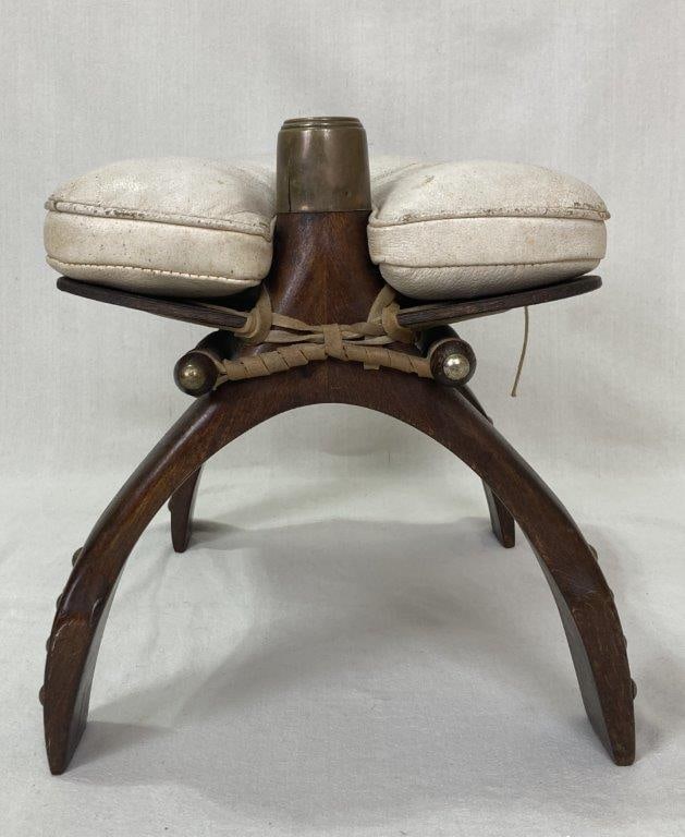 Moroccan Leather Camel Saddle Footstool - 5