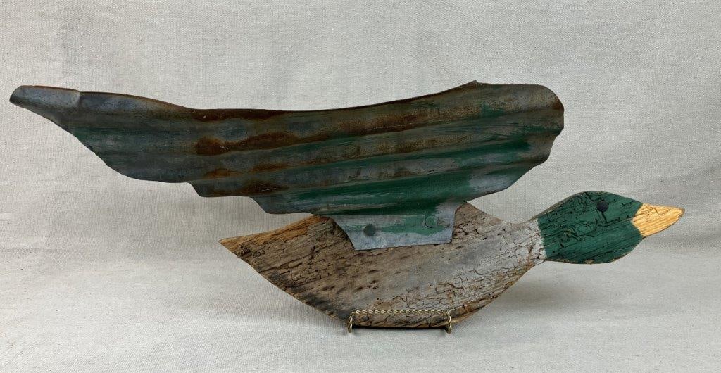 Folk Art Polychromed Wood Mallard Duck - 2
