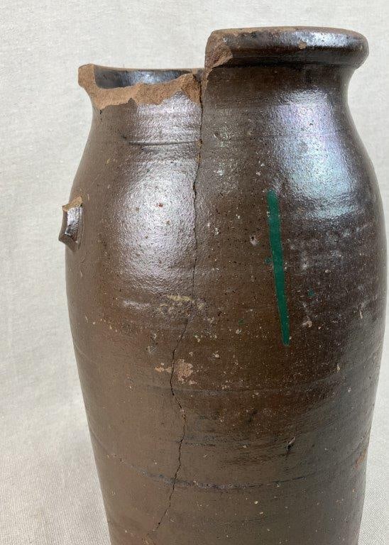 J. Fisher Salt-Glazed Jug and Albany Slip Crock - 3