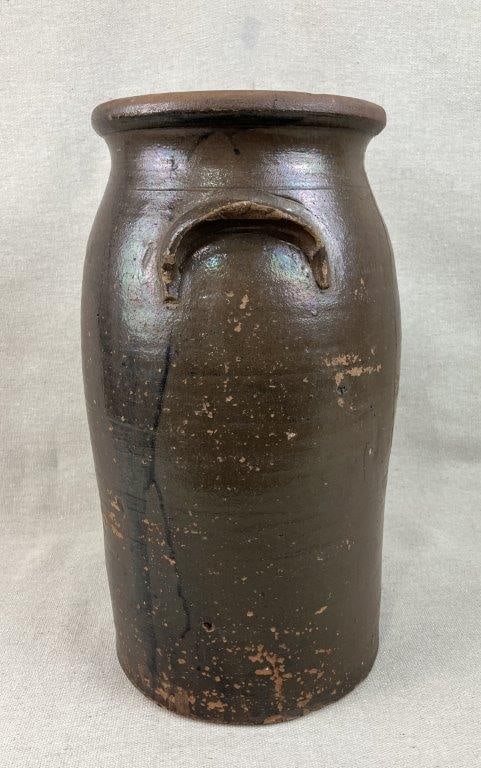 J. Fisher Salt-Glazed Jug and Albany Slip Crock - 4