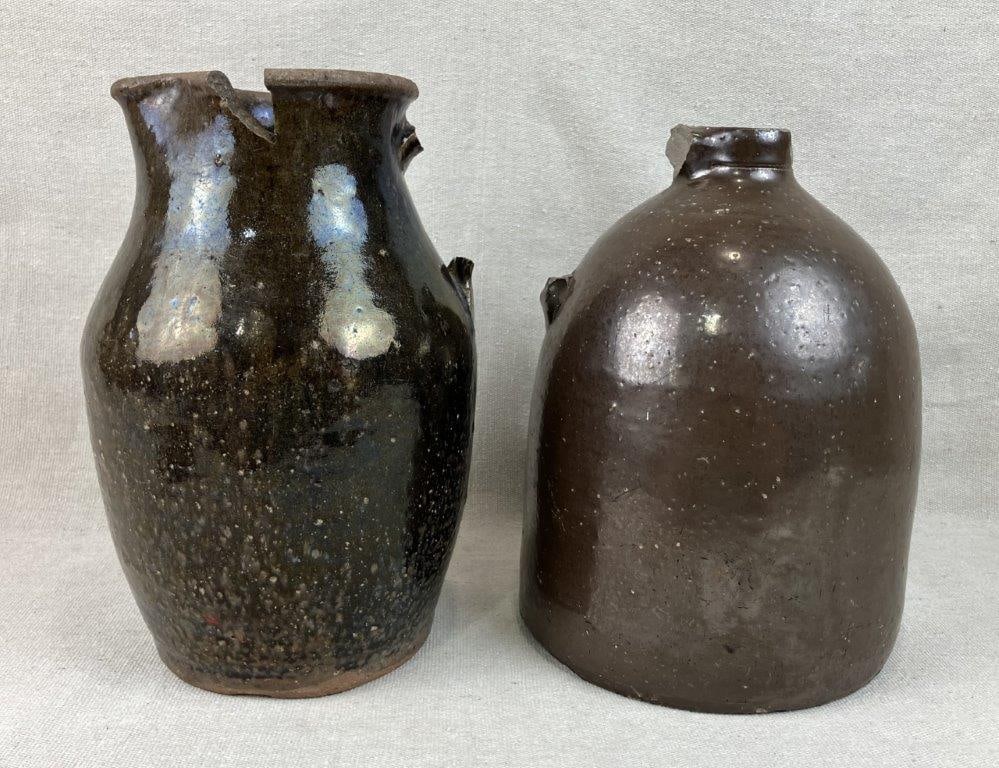 Southern Alkaline Glaze Pitcher and Albany Slip Jug - 7