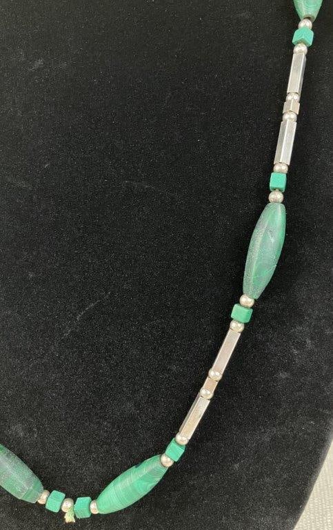 Sterling Silver and Malachite Necklace - 2