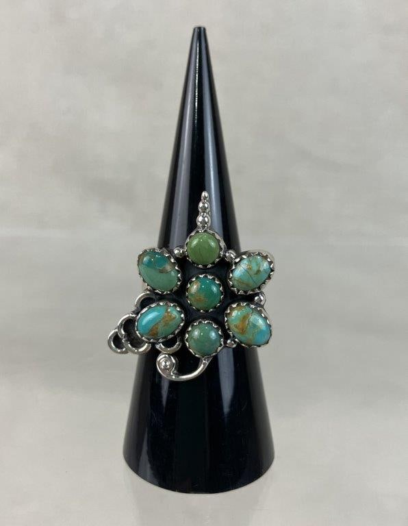 Navajo Style Sterling Silver and Turquoise Ring - 2