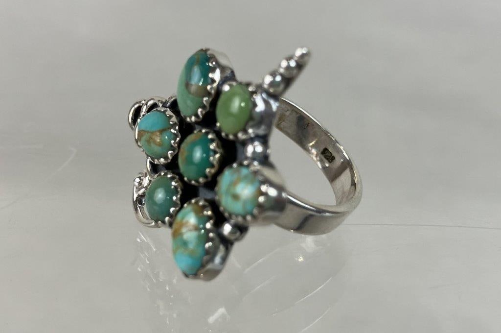 Navajo Style Sterling Silver and Turquoise Ring - 4