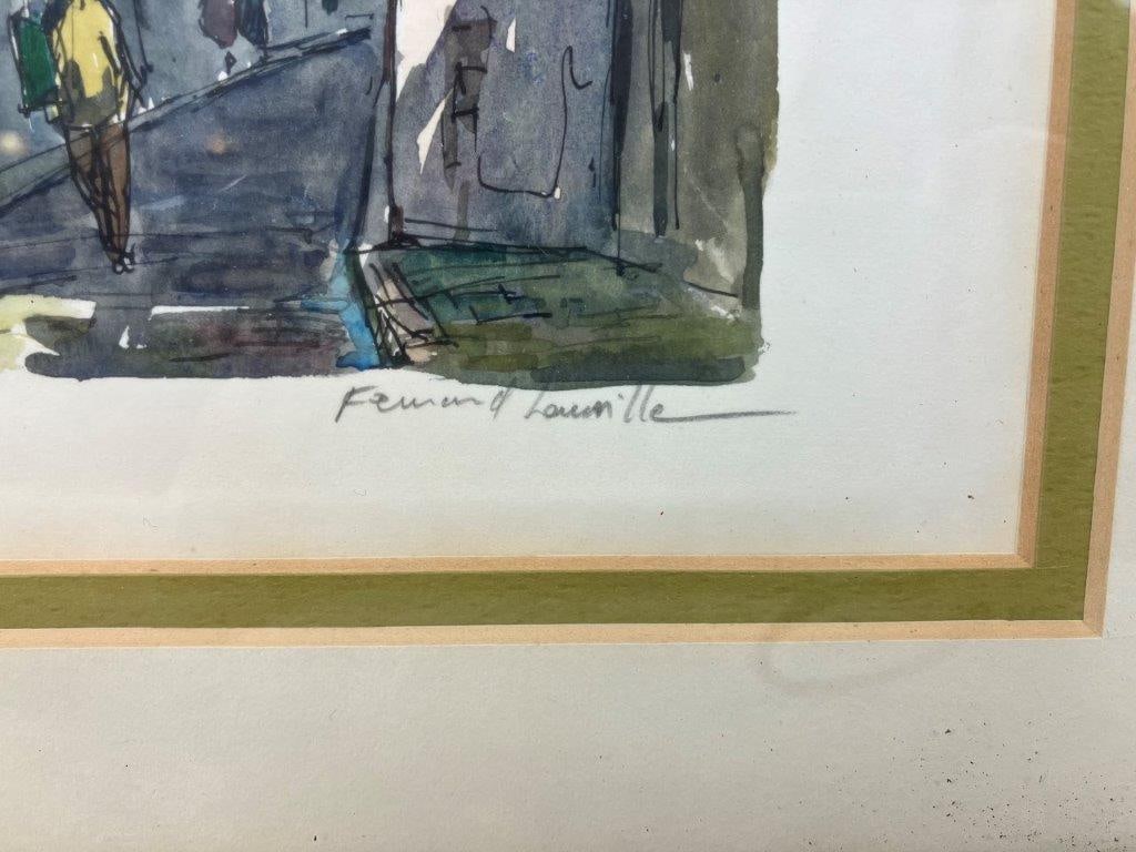 Fernand Lauville, Paris Street Scene, Watercolor Painting - 3