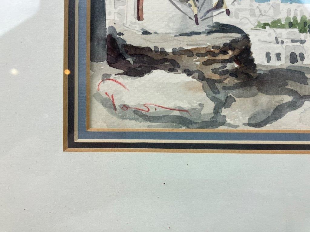 Signed Greek Landscape, Watercolor Painting - 3