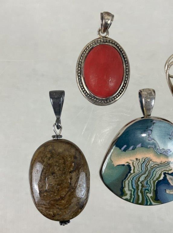 Assortment of Sterling Silver and Stone Pendants - 2