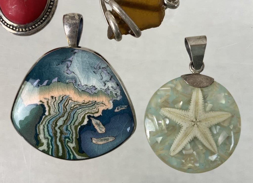 Assortment of Sterling Silver and Stone Pendants - 3