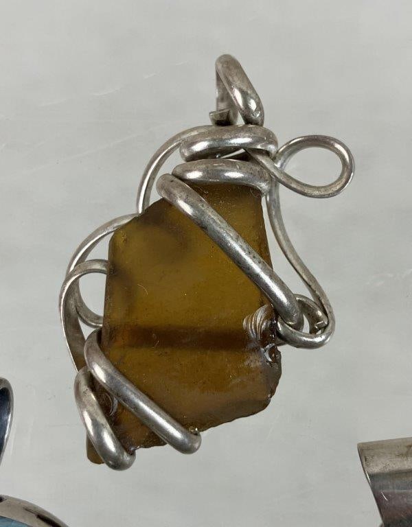 Assortment of Sterling Silver and Stone Pendants - 4