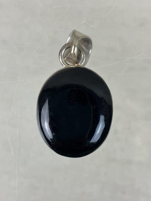 Sterling Silver Double-Sided Lapis and Black Onyx Pendant - 3