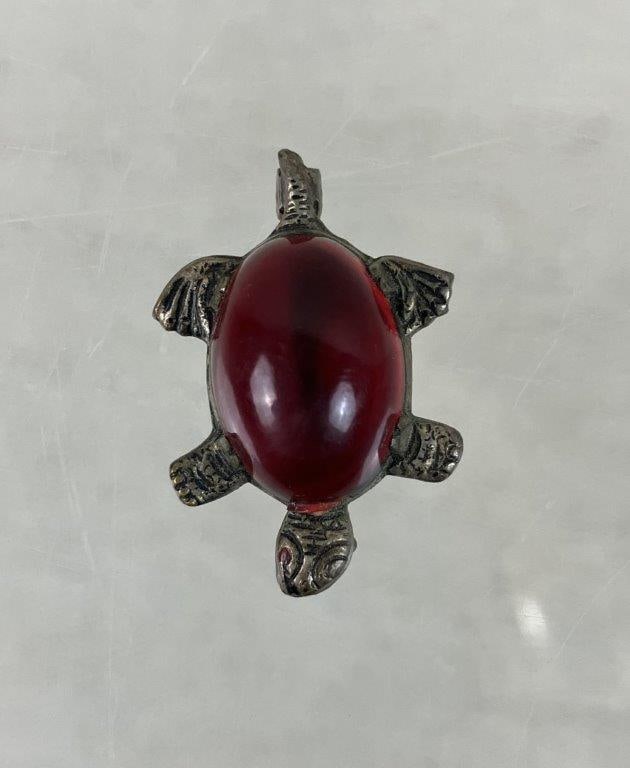 Antique Sterling Silver Turtle Brooch - 2