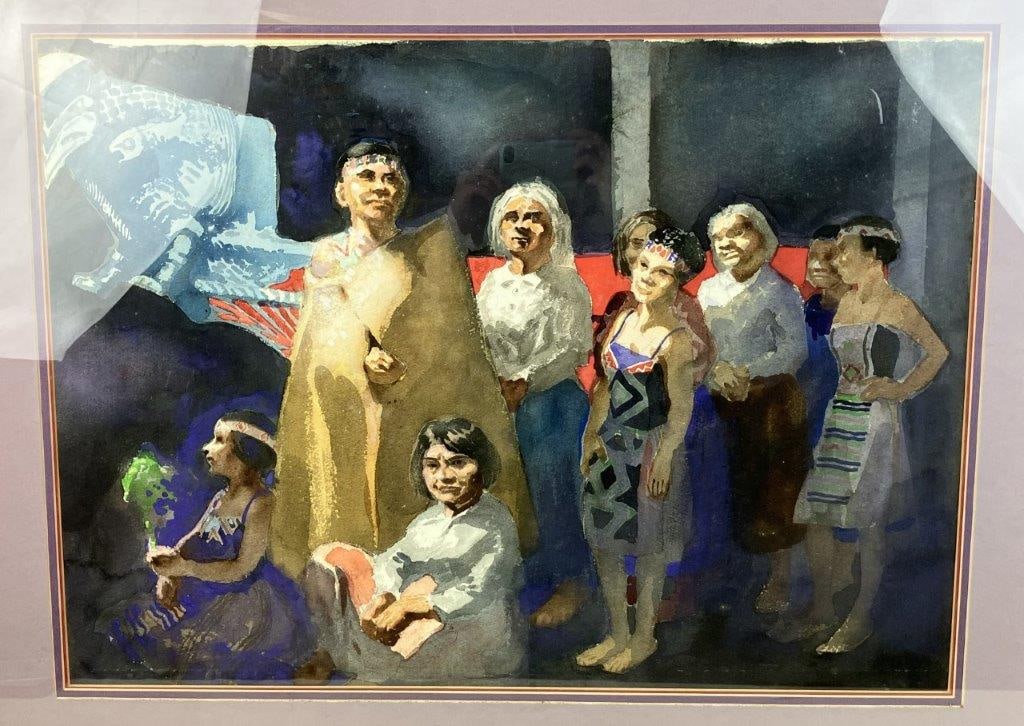 Native American Group Portrait, Watercolor Painting - 2