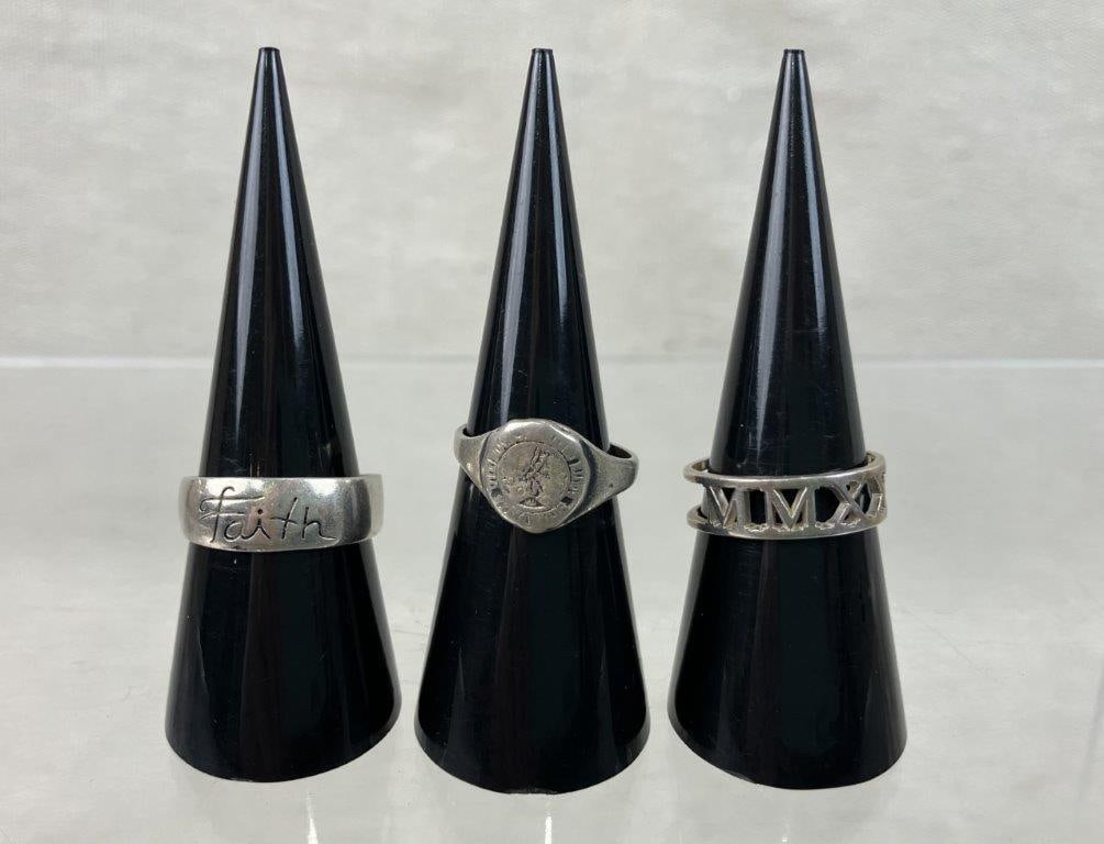 Three Sterling Silver Rings - 2