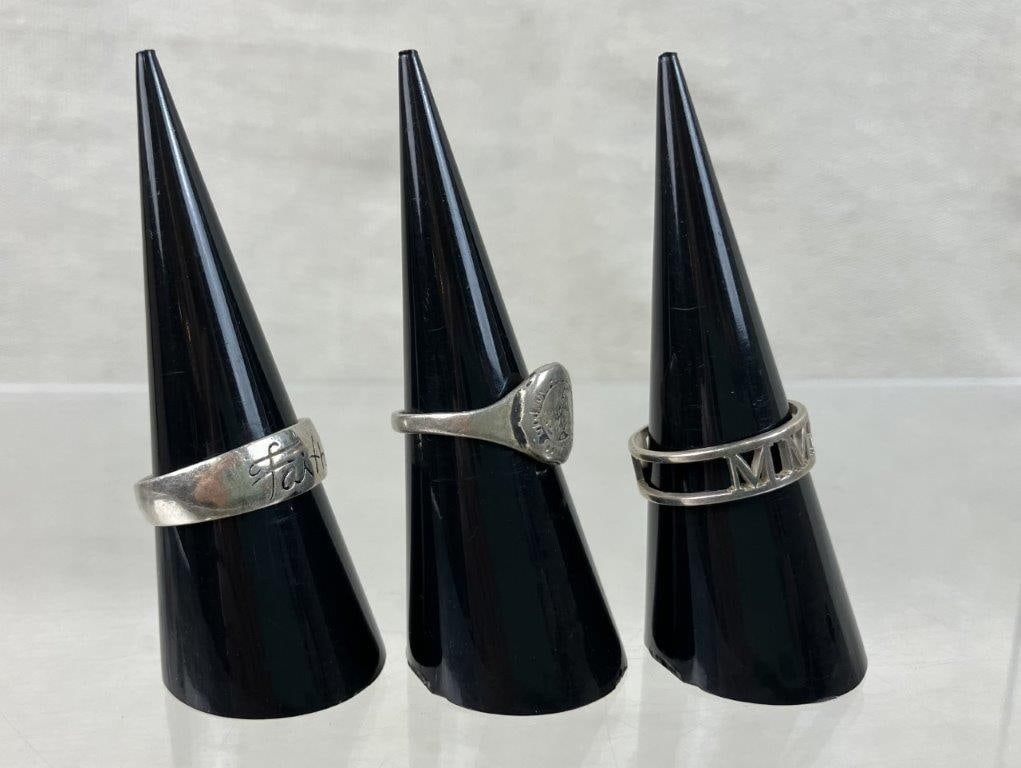 Three Sterling Silver Rings - 3
