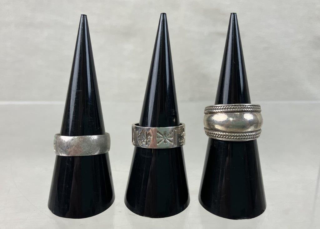 Three Sterling Silver Rings - 2