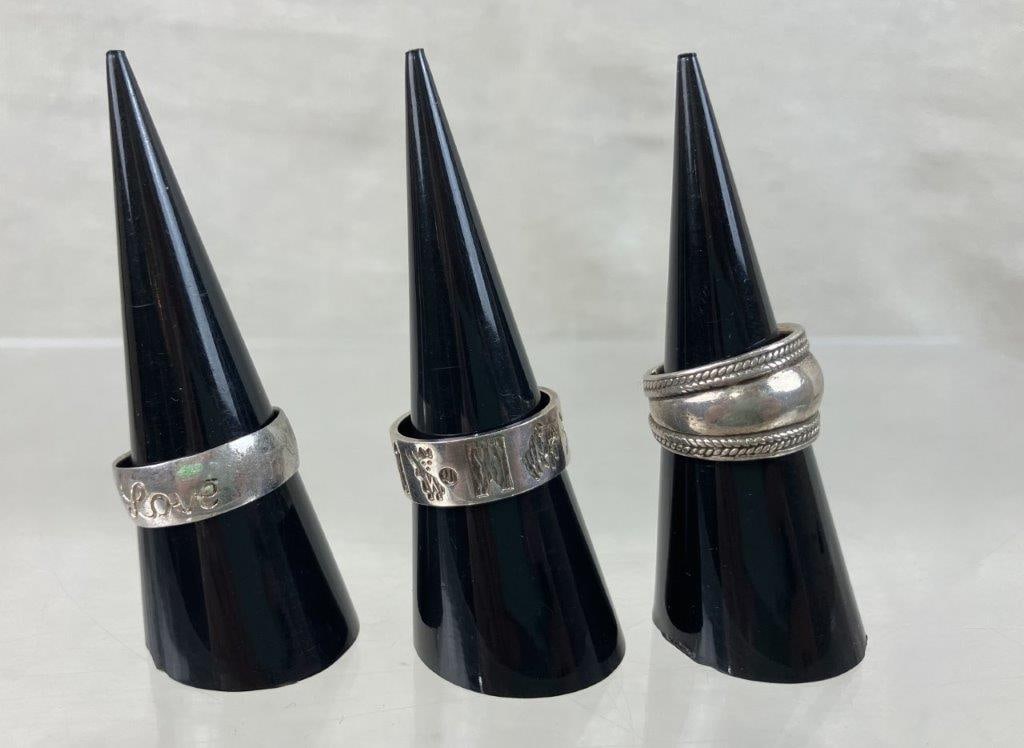 Three Sterling Silver Rings - 3