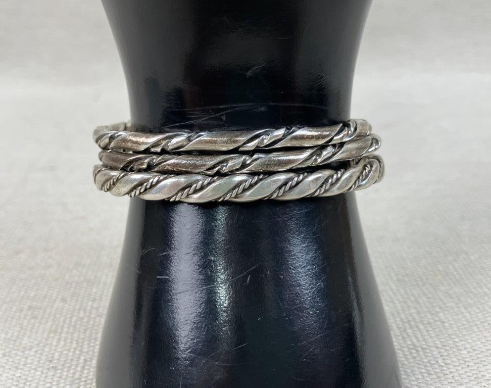 Twisted Sterling Silver Cuff Bracelets - 7