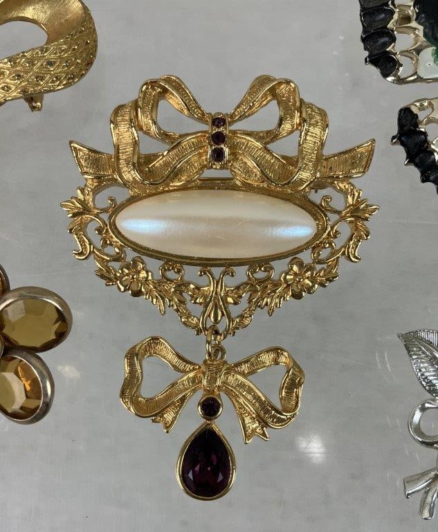 Gold and Silver-tone Brooches Including Sarah Coventry and Coro - 3