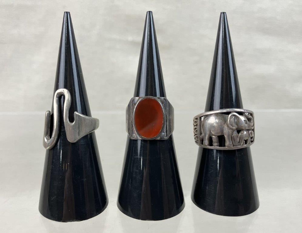 Three Artisan Rings Including Sterling Silver - 2