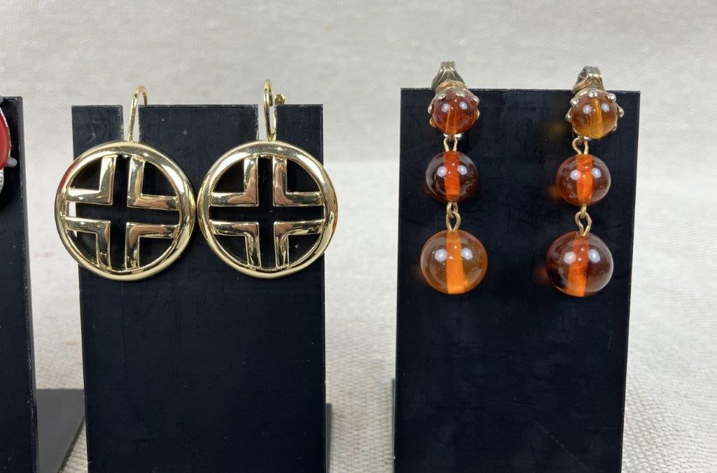Assortment of Gold-tone Earrings Inlcuding Dell'Olio - 3