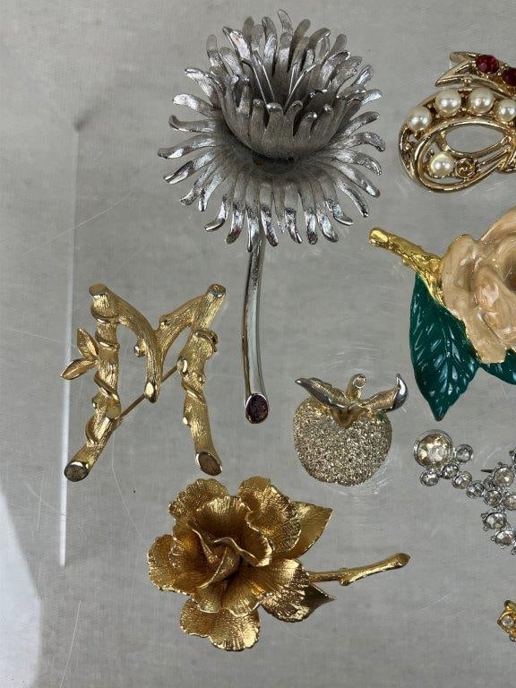 Assortment of Gold and Silver-tone Brooches Including Coro and Sara Coventry - 2