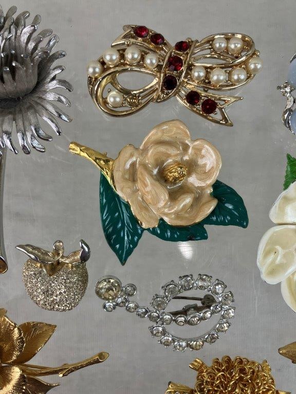 Assortment of Gold and Silver-tone Brooches Including Coro and Sara Coventry - 3