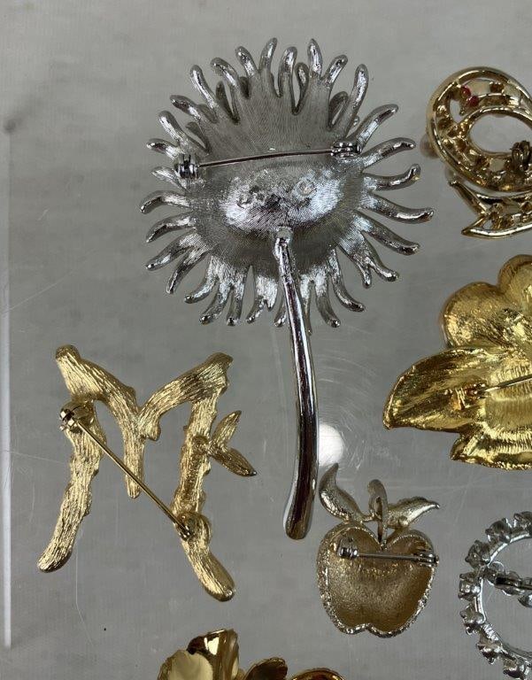 Assortment of Gold and Silver-tone Brooches Including Coro and Sara Coventry - 7