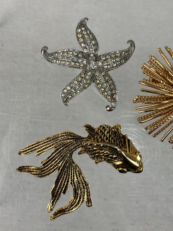 Assortment of Gold and Silver-tone Brooches Including Liz Claiborne - 2