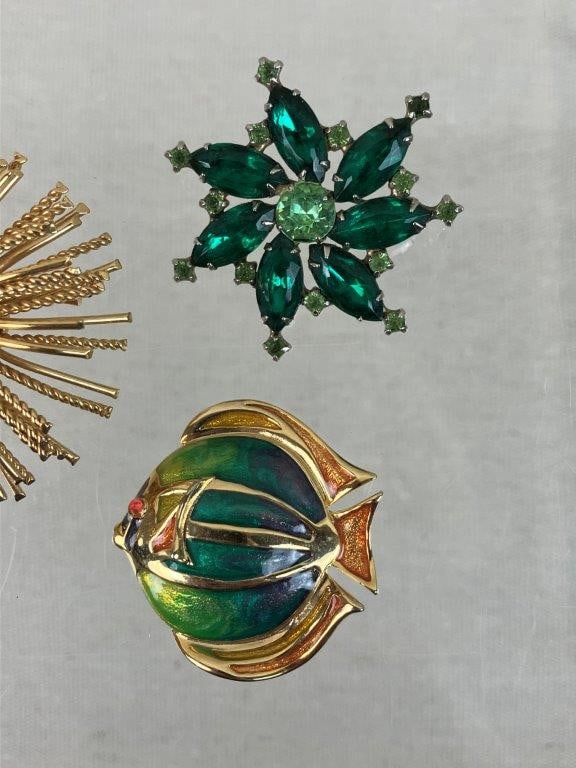 Assortment of Gold and Silver-tone Brooches Including Liz Claiborne - 3
