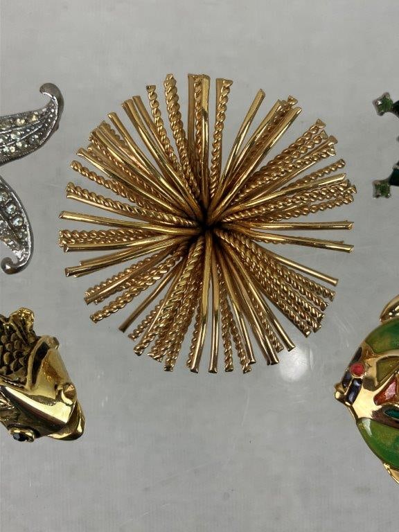 Assortment of Gold and Silver-tone Brooches Including Liz Claiborne - 4
