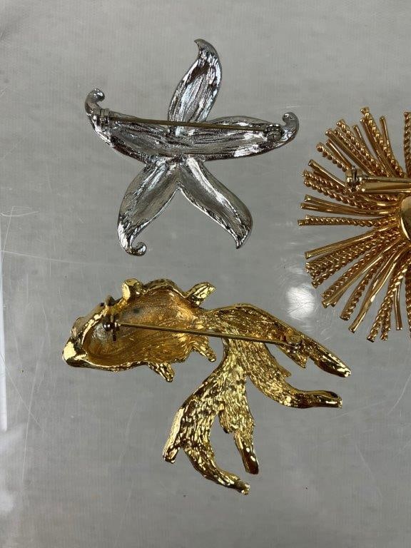 Assortment of Gold and Silver-tone Brooches Including Liz Claiborne - 6