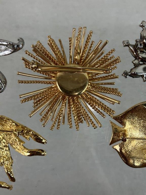 Assortment of Gold and Silver-tone Brooches Including Liz Claiborne - 7