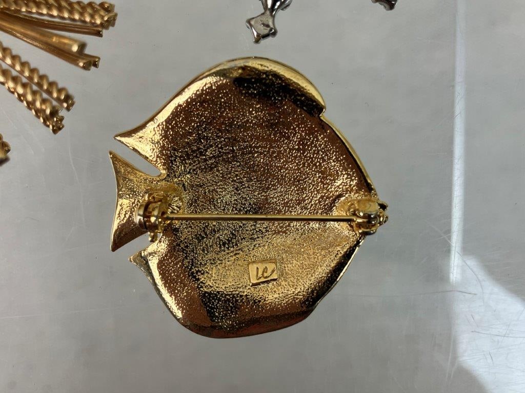 Assortment of Gold and Silver-tone Brooches Including Liz Claiborne - 9