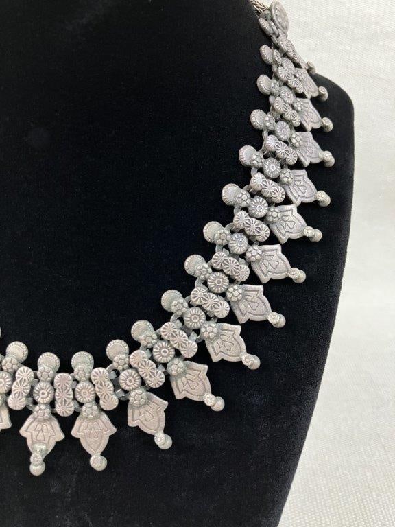Indian 800 Silver Tribal Collar Necklace - 2