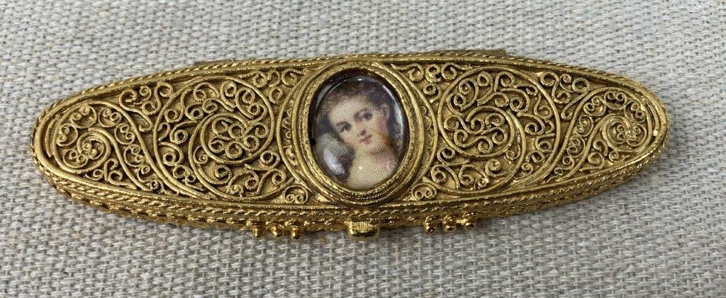 Estee Lauder Perfume Compact with Gold-tone Floral Jewelry - 5