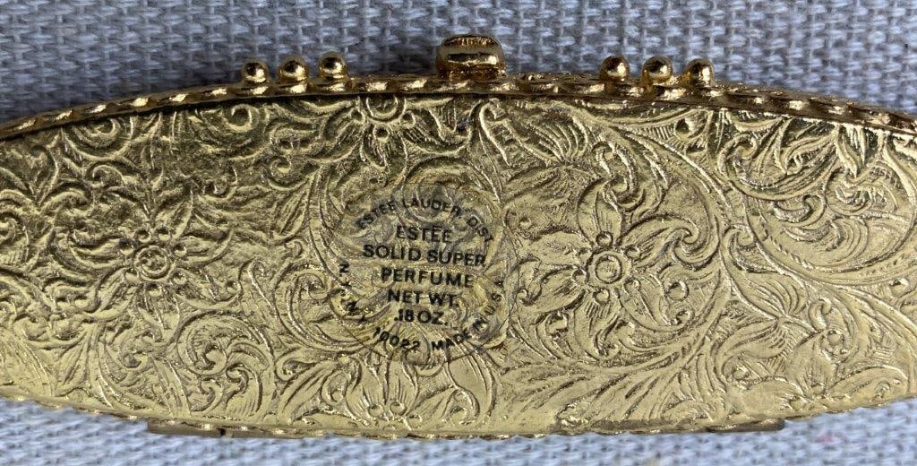 Estee Lauder Perfume Compact with Gold-tone Floral Jewelry - 7