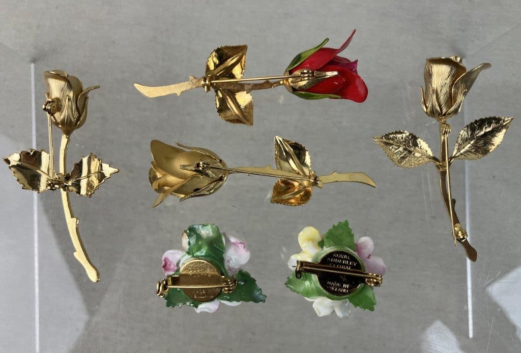 Assortment of Rose Brooches Including Royal Adderley - 6