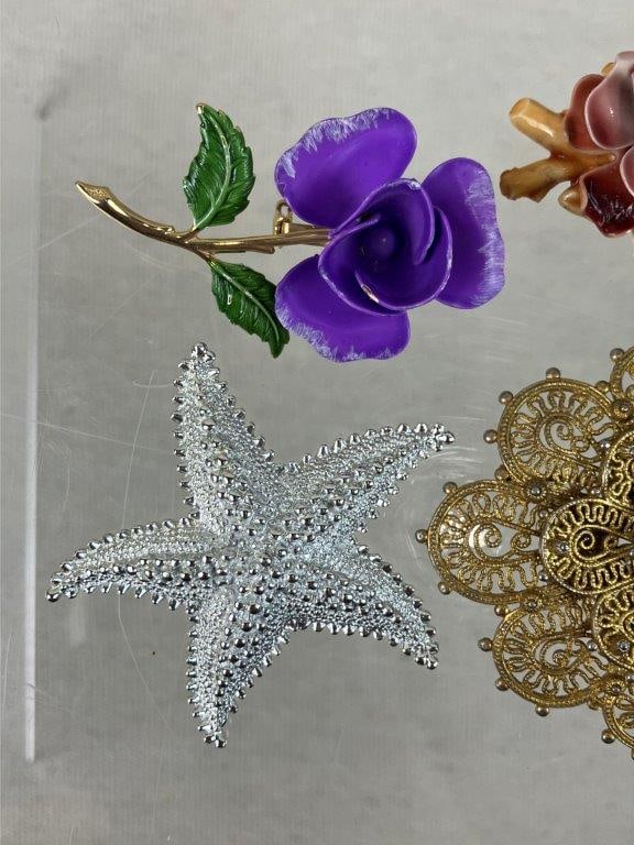 Assortment of Floral Brooches Including Sandor - 3