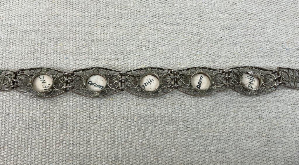 Vintage Sterling Silver Clover Earrings and Delft Porcelain Bracelet - 7