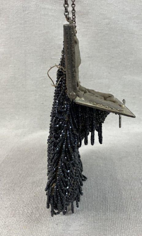 1920s Black Beaded Evening Bag - 7