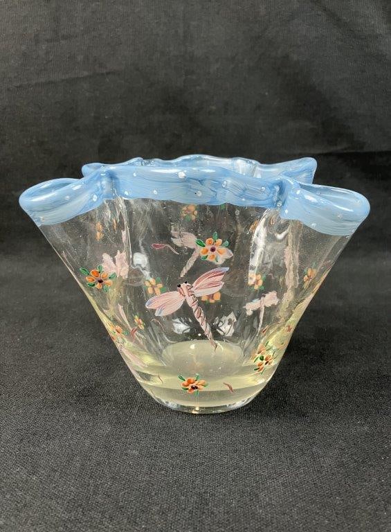 Hand-painted Art Glass Vase - 2