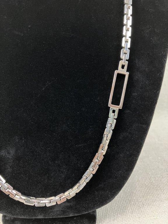 Silver-tone Geometric Panel Link Necklace - 2