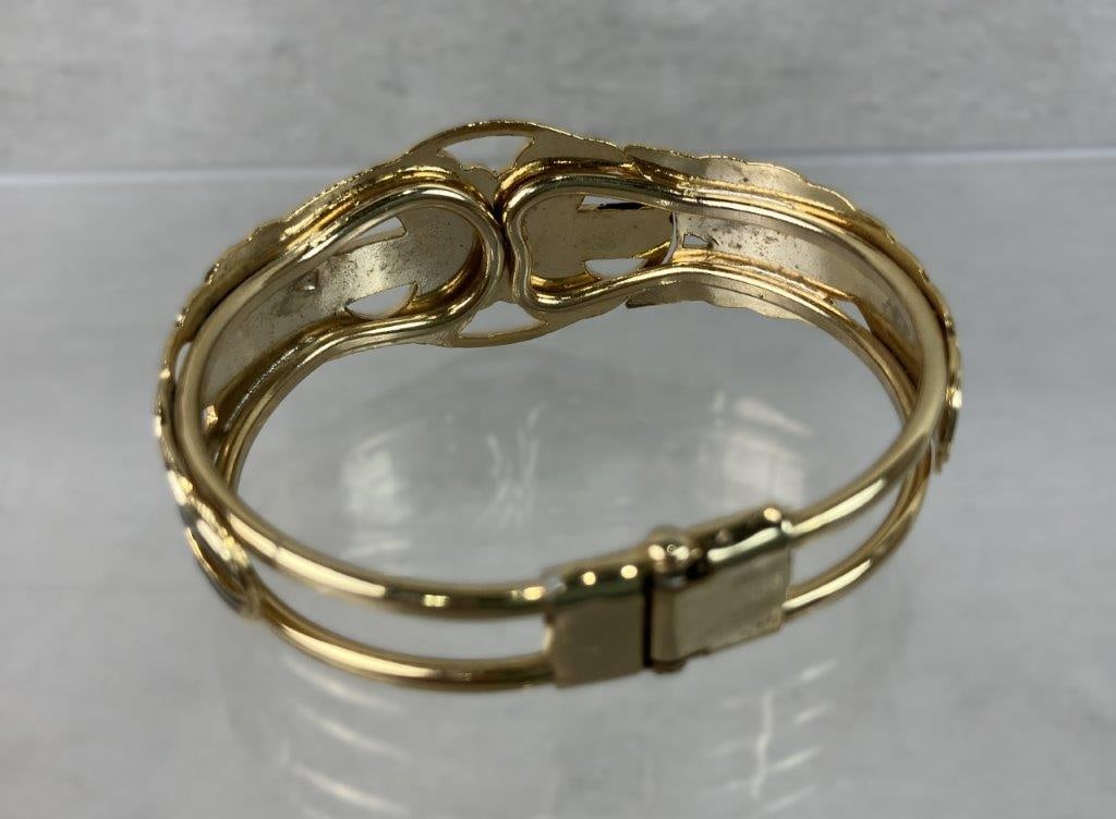 Art Nouveau Style Enamel Hinged Bangle - 2